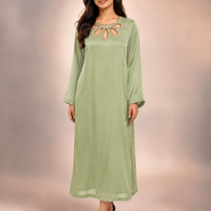 Pistachio green 2 piece Silk suit Embalished gala