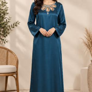 Luxury Zinc Silk 2PC | Fancy Embellished Galla | Teal Blue Evening Set