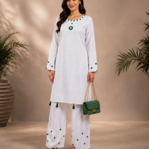 White Lawn 2PC Embalish Suit